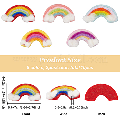 10 stücke 5 farben handarbeit filz nadel filzen regenbogen ornamente&nbsp;AJEW-BC0001-98