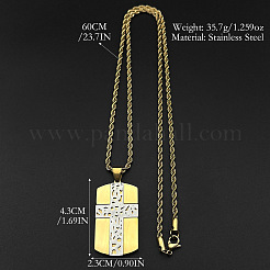Collares para hombre con placa de identificación rectangular de acero inoxidable 304 de dos tonos y colgante de cruz.&nbsp;WGBC7F7-02