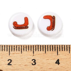 Perles acryliques opaques imprimées sur le thème de Noël&nbsp;OACR-R004-01D