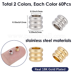 120 Stück 2 Farben 201 Edelstahlperlen&nbsp;STAS-SP0002-12