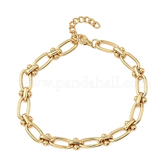 Braccialetti a catena ovale testurizzata in acciaio inossidabile 304 con placcatura ionica (IP) per donna&nbsp;BJEW-B092-08G-01