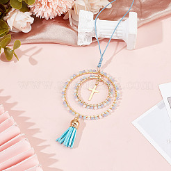 Pendentif décoratif en forme de croix en verre&nbsp;HJEW-DR00172