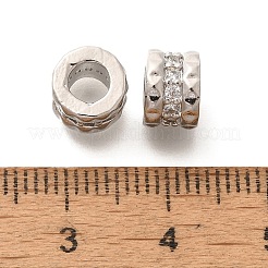 Placcatura a cremagliera in ottone micro pavé di perline europee di zirconi cubici trasparenti&nbsp;KK-H508-12P
