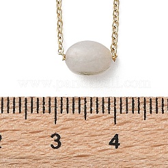 Colliers en acier inoxydable 304 et chaîne en jade naturel ovale pour femmes&nbsp;NJEW-A045-12G