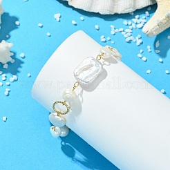 Braccialetti da donna in ottone con perline coltivate d'acqua dolce e perle keshi per donna.&nbsp;BJEW-JB14042