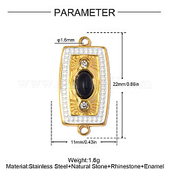 Ciondolo connettore in acciaio inossidabile 304 con onice nera incastonata.&nbsp;STAS-OY018-37G