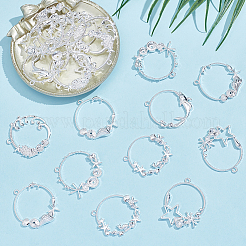 24 pièces 6 styles pendentifs en alliage à lunette ouverte&nbsp;FIND-SP0006-05