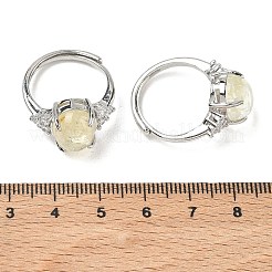 Anelli aperti in ottone con micro pavé di zirconi cubici e quarzo limone sintetico.&nbsp;RJEW-T035-01P-A