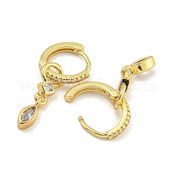 Orecchini a cerchio in ottone placcato con pavé di zirconi cubici trasparenti per donna&nbsp;EJEW-G410-46G