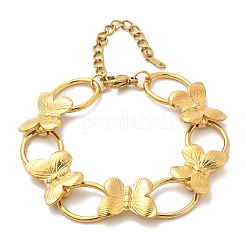 Bracelets papillon et maillons ovales en acier inoxydable 304 pour femmes&nbsp;BJEW-U023-03G