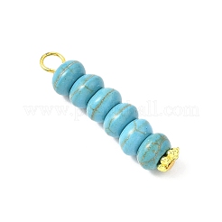 2 pendentif en perles rondelles turquoise synthétiques teintées de 2 couleurs&nbsp;PALLOY-JF04623-02