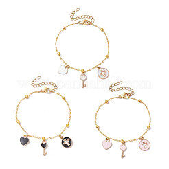 3 pz 3 colori braccialetti a catena ovale piatta in ottone&nbsp;BJEW-JB11602