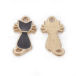 Katze und Fisch Thema Legierung Emaille Charms&nbsp;ENAM-X0017-04