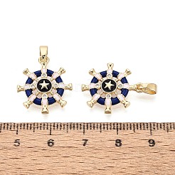Anhänger aus Messing mit Mikropflaster und klarem Zirkonia und Emaille&nbsp;KK-T075-91B-G