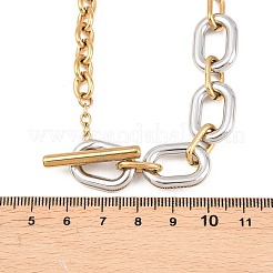 Collana con catena a maglie ovali in acciaio inossidabile 304 bicolore per donna&nbsp;NJEW-T020-03A-GP