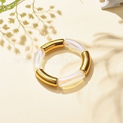 Bracciale elastico da donna con tubo curvo in acrilico&nbsp;BJEW-JB08125