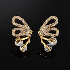 Latón micro pave aretes de circonita cúbica transparente&nbsp;EJEW-B131-04G