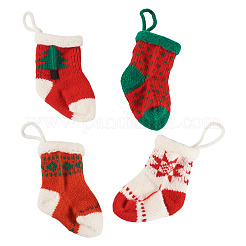 4 stücke 4 arten weihnachten polyester socken anhänger dekorationen&nbsp;AJEW-TA0003-29B