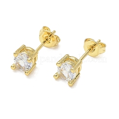 Orecchini a lobo in ottone con pavé di zirconi cubici singoli&nbsp;KK-CBA98BA-20G