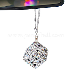 1 Stück Würfel Metall Strass Auto Anhänger Dekorationen&nbsp;HJEW-CN0001-45A
