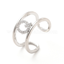 Bague de manchette ouverte avec lettre initiale en zircone cubique transparente&nbsp;RJEW-A012-01P-Q