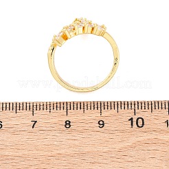 Messing-Fingerringe mit Mikropflaster und klarem Zirkonia für Damen&nbsp;RJEW-U047-09G