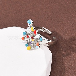 Anillos abiertos de latón con micro pavé de circonita cúbica&nbsp;RJEW-C153-03P