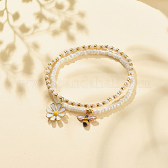 Set di braccialetti elastici con perline di semi di vetro da 2 pezzo&nbsp;BJEW-JB08088-03
