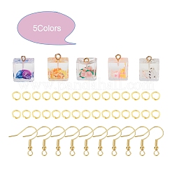 Orecchini pendenti in resina cubo kit fai da te&nbsp;DIY-YW0004-44