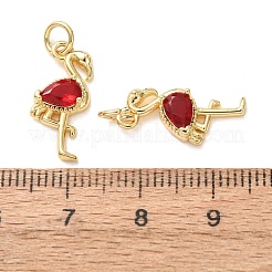 Pendentifs en laiton micro pavé de zircons cubiques rouges&nbsp;CU-E003-11G-A