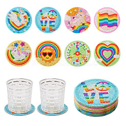 DIY-Diamantmalerei-Regenbogen-Motiv-Tassenmatten-Set&nbsp;DIAM-TAC0001-02