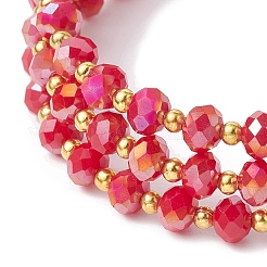 Braccialetto stile avvolgente con perline di vetro rondelle&nbsp;BJEW-JB09965-03