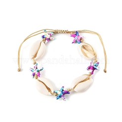 4 Stück 4 Farben natürliche Kauri-Muschel & synthetisches Türkis geflochtene Nylonarmbänder für Frauen&nbsp;BJEW-JB11535