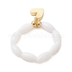 Natürliche Muschel mit Messing-Emaille-Anhänger Fingerringe für Paare&nbsp;RJEW-TA00230