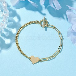 Ottone link braccialetti cuore&nbsp;BJEW-JB10394