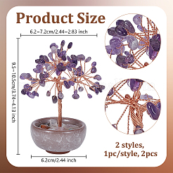 2 stücke 2 arten natürliche amethyst & rose quarz chips baum des lebens dekorationen&nbsp;AJEW-OC0014-06B