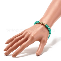 Bracciale elasticizzato con perline heishi in argilla polimerica da donna&nbsp;BJEW-JB07207-05