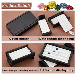 Rechteckige Ausstellungenbox aus PU-Leder mit 4 Steckplatz für lose Diamanten&nbsp;LBOX-WH0002-05