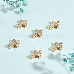 10 x Messing-Mikropflaster mit klaren Zirkonia-Perlen&nbsp;FIND-SZ0005-97