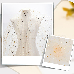 Polyester-Mesh-Stoffe mit Stern- und Mondmuster&nbsp;DIY-WH0491-54B