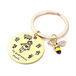 Porte-clés en alliage strass et acier inoxydable 201&nbsp;KEYC-YW00091-02