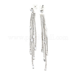 Boucles d'oreilles pendantes à long pompon avec zircone cubique transparente et strass en cristal&nbsp;EJEW-C037-07B-P