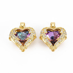 Placage de crémaillère en laiton micro pavé pendentifs en zircone cubique claire&nbsp;X-KK-T060-10-RS
