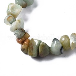 Pulseras elásticas con cuentas de amazonita de flor natural con chip unisex&nbsp;BJEW-S143-26