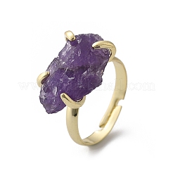 Natürlichen Amethyst Fingerringe&nbsp;RJEW-B122-01G-02
