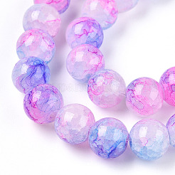 Perles de verre craquelé cuites au four&nbsp;DGLA-Q023-8mm-YS55