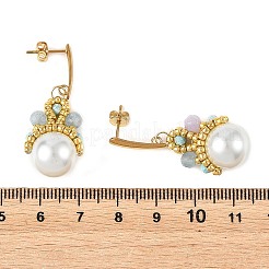 Boucles d'oreilles pendantes pour femmes en jade blanc naturel&nbsp;EJEW-MZ00783