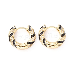 Boucles d'oreilles créoles en zircon cubique plaqué or véritable 18k&nbsp;EJEW-I260-21G-NR