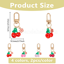 8 pendentif décoratif en alliage émaillé en résine de cerisier et fleur&nbsp;HJEW-DC00032