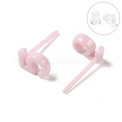 Orecchini a bottone in ceramica con zirconi e bioceramica ipoallergenica&nbsp;EJEW-C065-03F